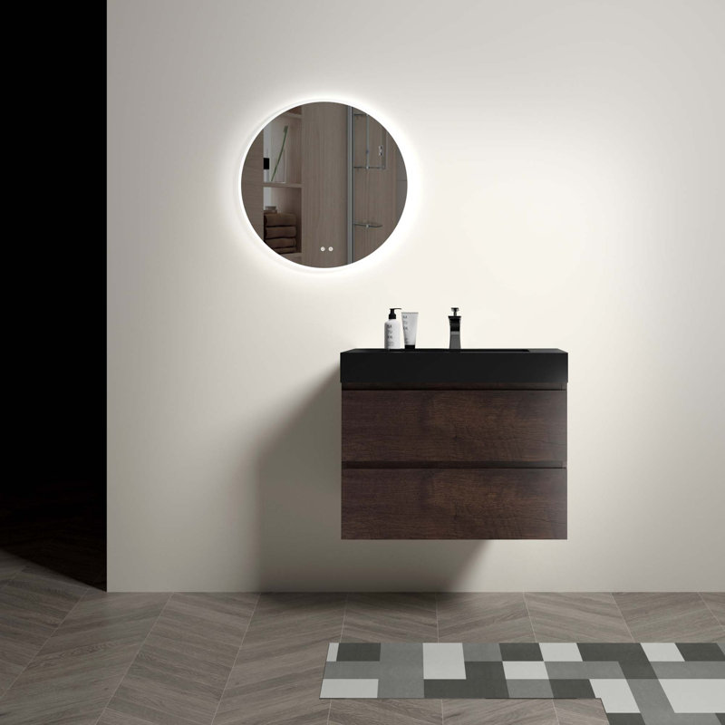 Meuble-lavabo mural moderne avec rangement amélioré et tiroirs silencieux