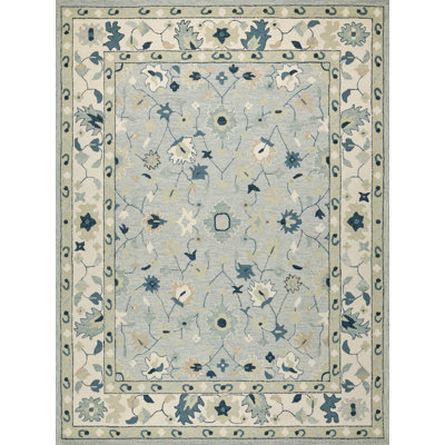 Elegance hand-tufted New Zealand Wool Light Blue/Ivory/Navy Area Rug