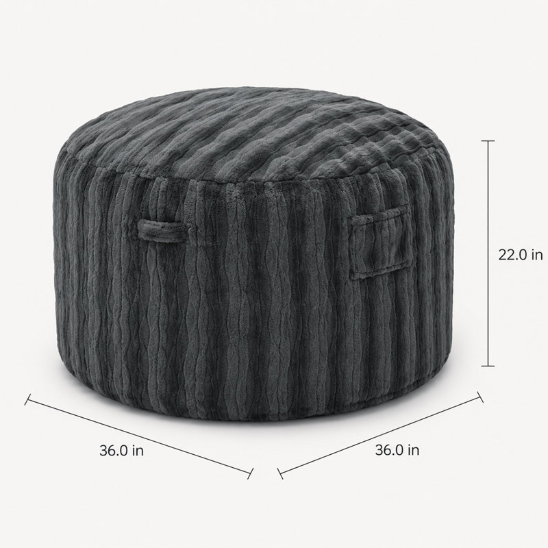 Pouf de 90 cm, modèle Wave Plush avec rembourrage en mousse mémoire et housse lavable