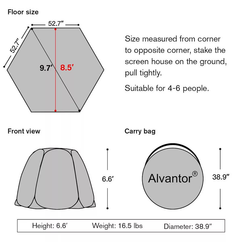 Beige 10' x 10' Pop Up Screen House Tent with Fiberglass Frame