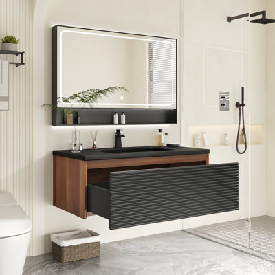 Meuble-lavabo simple mural 43 po avec plateau en résine
