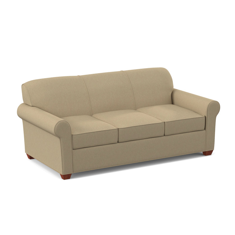 Finn 83" Rolled Arm Sofa Bed with Reversible Cushions, BM Cherry, Hybrid, Antic Sahara