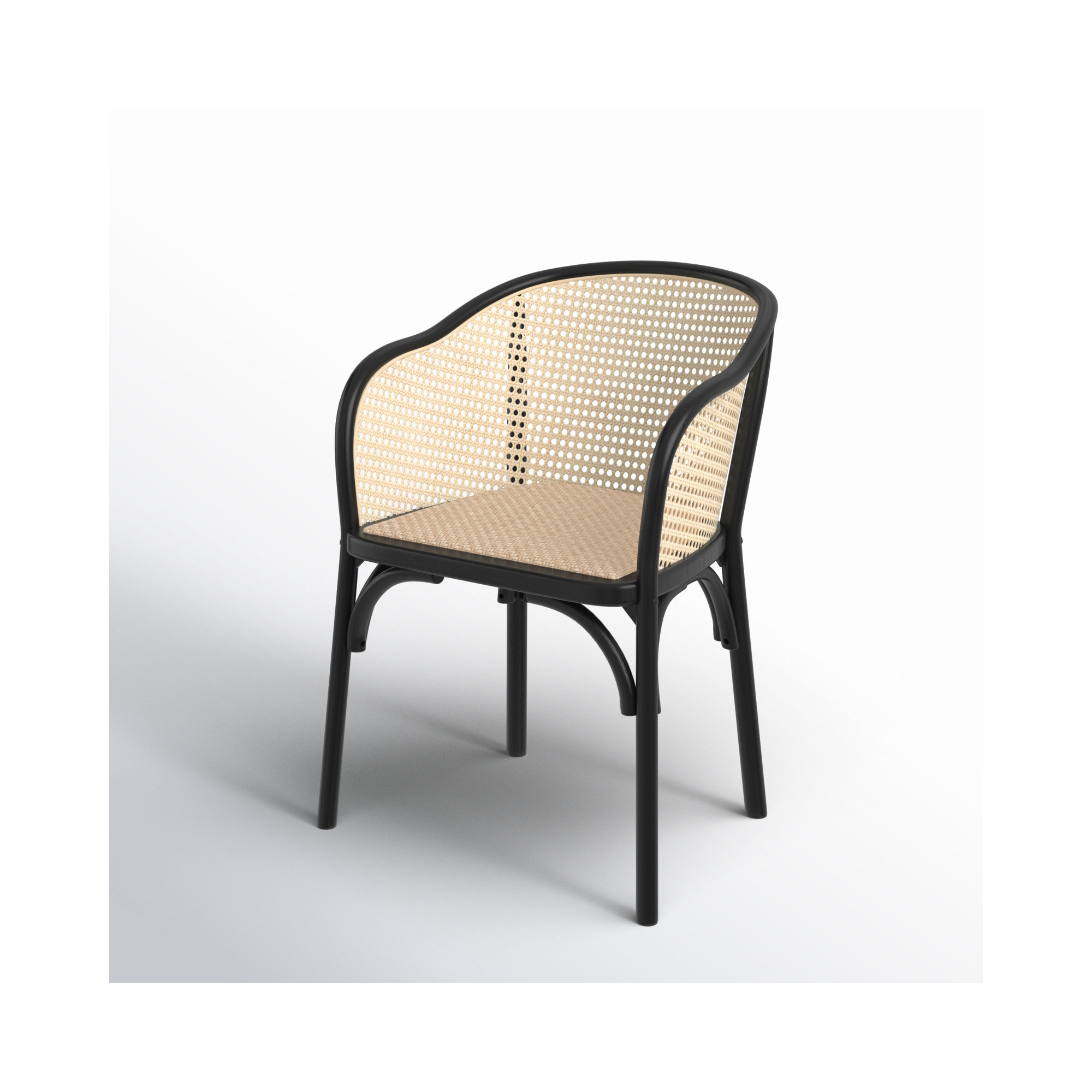 Fabiana Arm Chair, Natural Seat & Back/Black Frame
