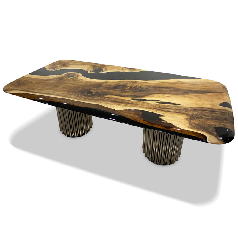 Metal Base Dining Table, H75 x L183 x W107cm