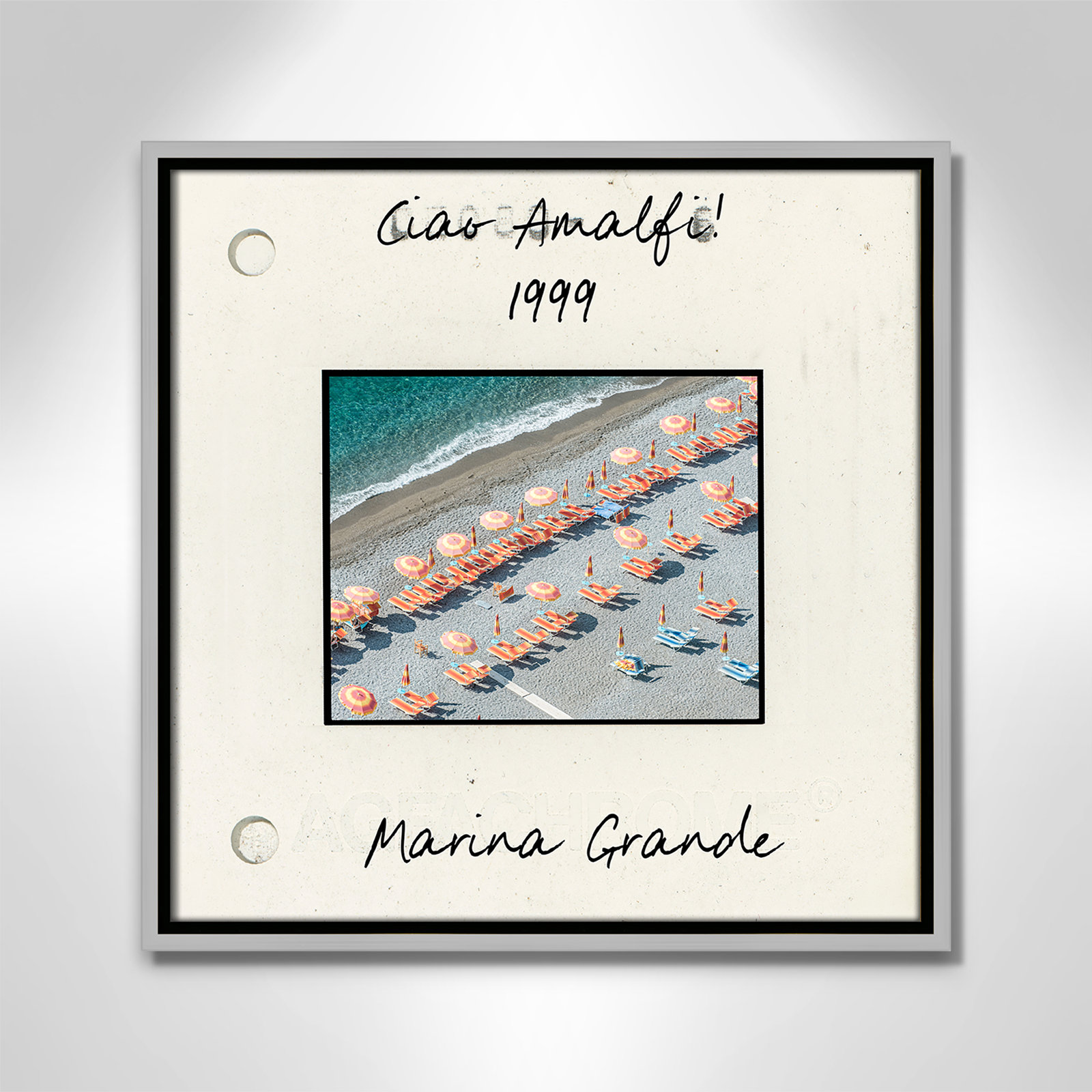 Amalfi, Italy - Marina Grande Print by Danita Dalmont, 17.5" H x 17.5" W x 2" D, Silver Floater Framed Canvas