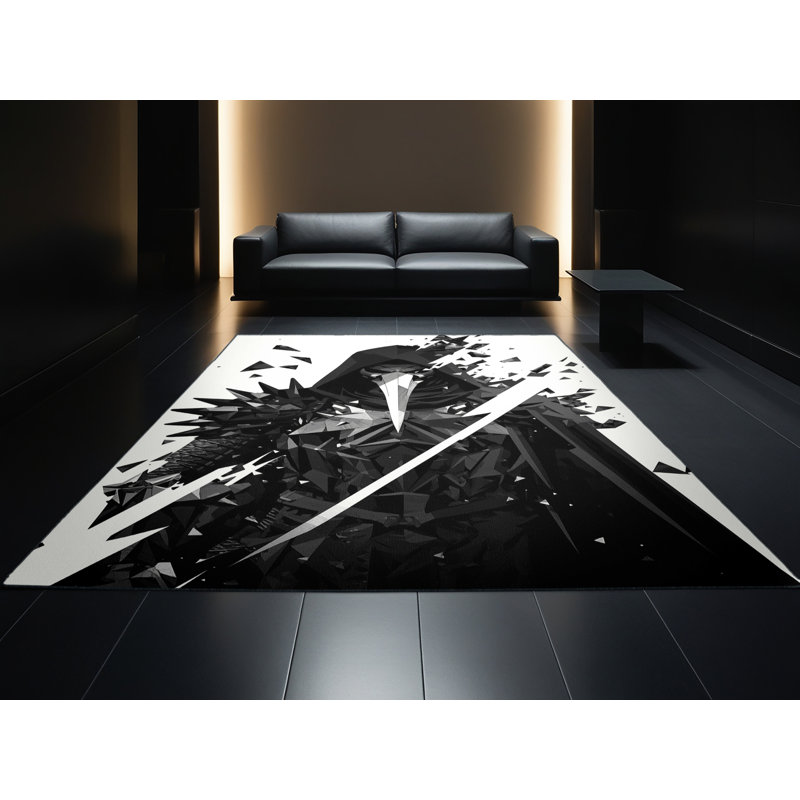 Tapis gris moelleux doux et moelleux à motif abstrait Fairwinds Plague Doctor Warrior, 7 x 9
