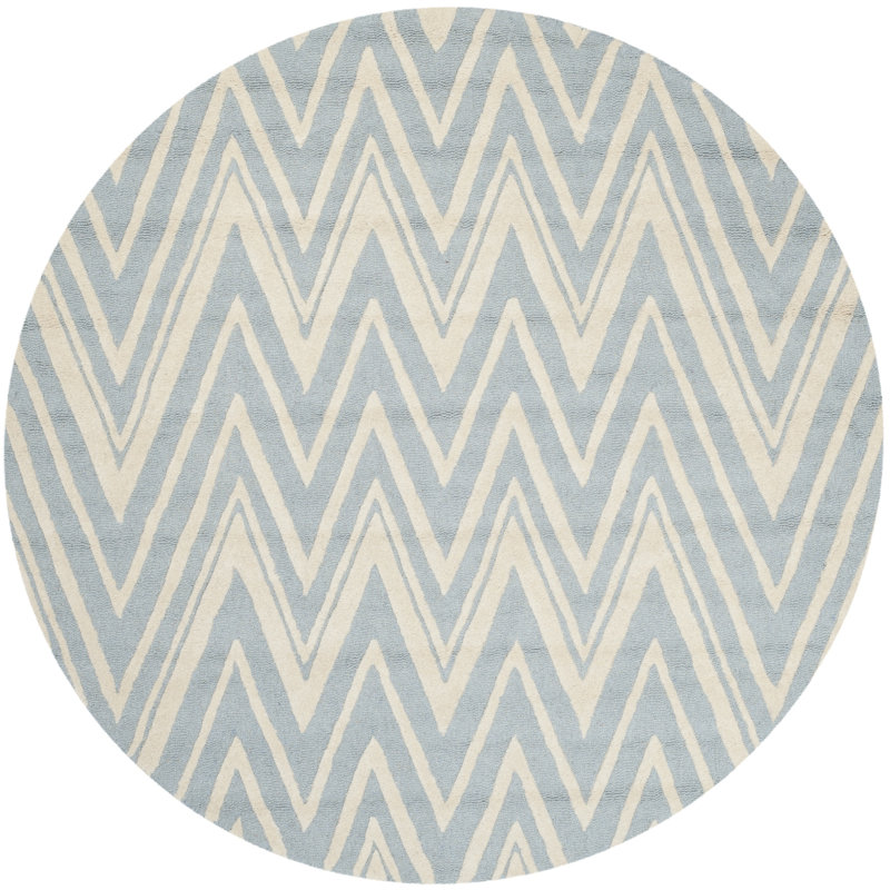Sanyla Hand Tufted Wool Chevron Rug, Round 8'