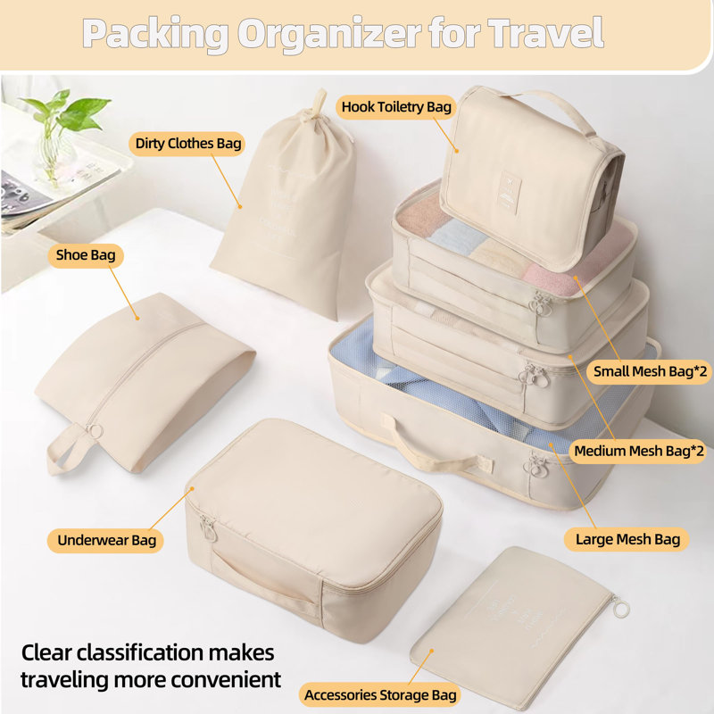Ensemble de 10 cubes de rangement pour emballages de voyage