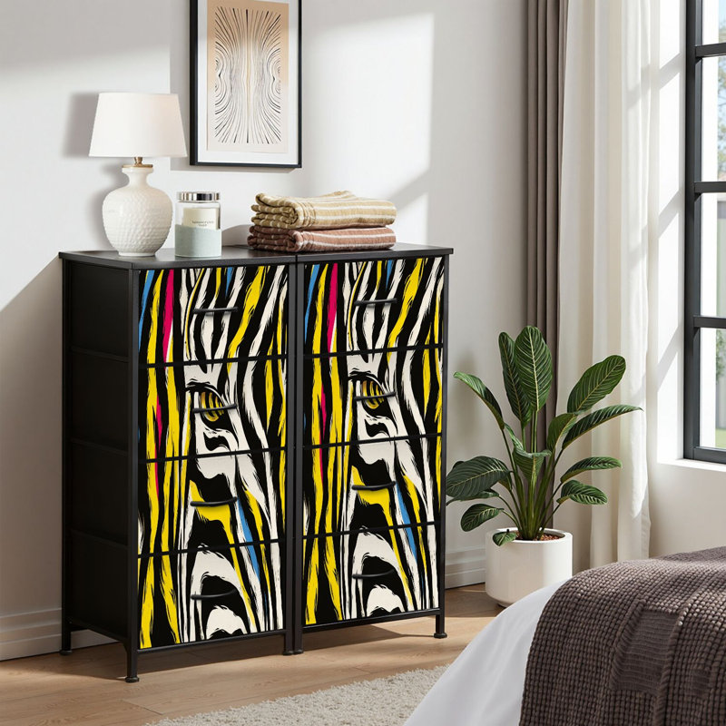 4 Drawer Dresser for Bedroom, Narrow Chest of Drawers, Wooden Top and Study Iron Frame 18"x37.5"-(WxH)