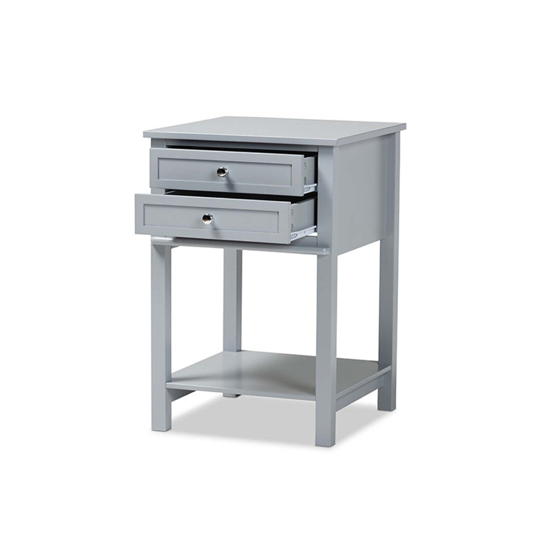 Table de chevet 2 tiroirs Ashfield, Gris