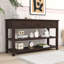 Console Exton Mid-Century avec tiroirs de rangement et tablettes ouvertes-325628260