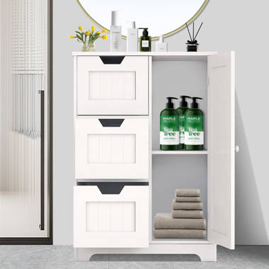 White Storage Cabinet Bathroom Organizer