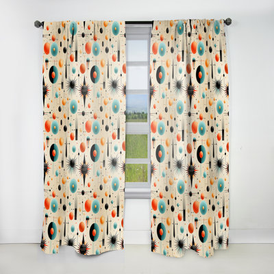 Midcentury Geometric Resurgence II - Mid-Century Curtain - Velvet Room Darkening - 1 Panel