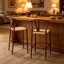 Tabourets de bar en forme de Y Mid-Century à dossier en Y, structure en métal incurvée avec siège en corde de papier tissé à la main, chaises de bar sans accoudoirs à hauteur de comptoir pour îlot de cuisine et bar pour la maison