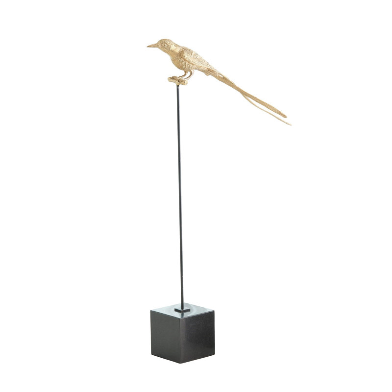 Perched Swallow-Brass-Sm, 24.5" H x 3.5" W x 13.75" D