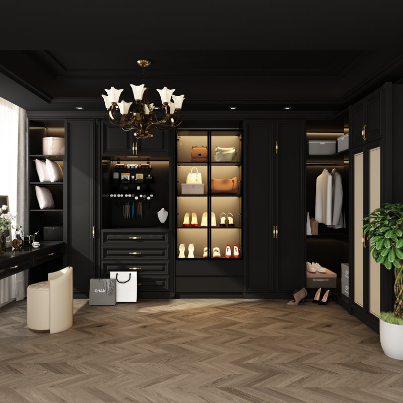Système d'organisation à deux portes avec quatre tablettes, Noir, noir, noir, noir
