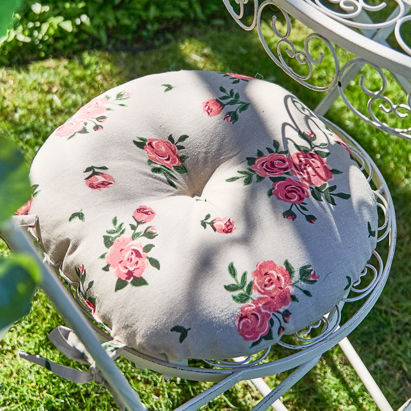 Set Of Two Rose Round Seat Pads, Pink