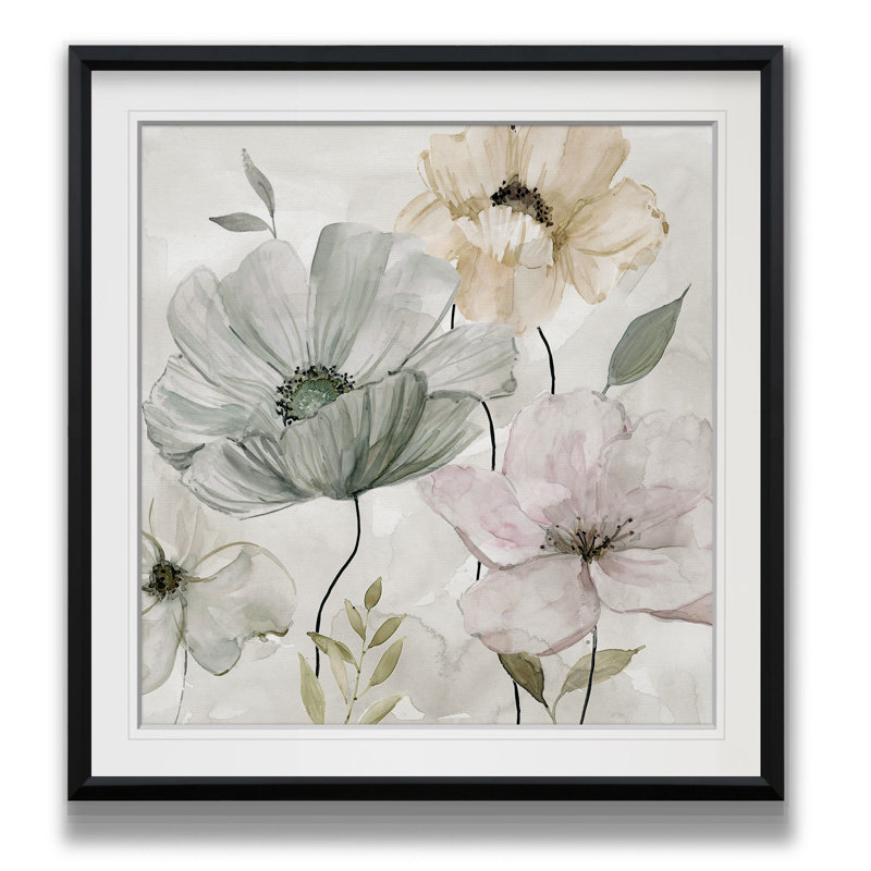 «Garden Grays Détail II», peinture, H 16 po x l 16 po x P 2 po, Impression encadrée, Noir