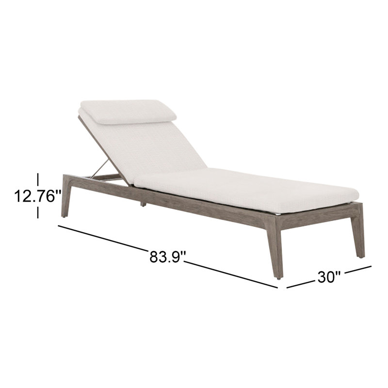 Ibiza Outdoor Teak Chaise Lounge, White Sunbrella 6063-000