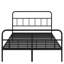 Structure de lit plateforme en métal pour grand lit, structure en fer avec tête de lit, sommier tapissier, sommeil paisible, grand lit noir et construction, sommier non nécessaire, repos