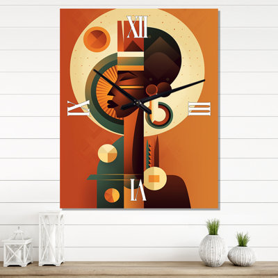 African Tribal Goddess Graphic Illustration III - Abstract Portraits Modern Wall Clock