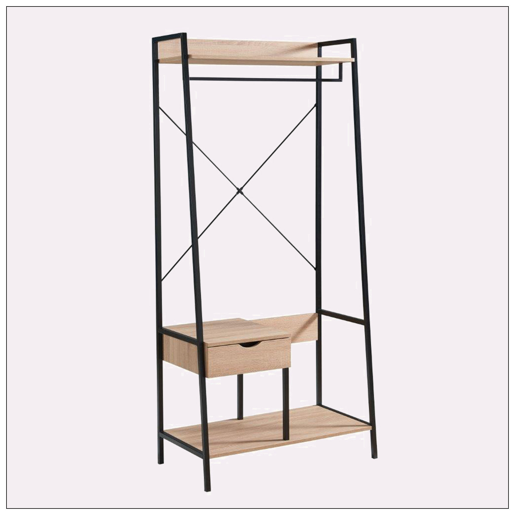 17 Stories Clothes Rack Open Wardrobe Free Standing With 1 Drawer ...