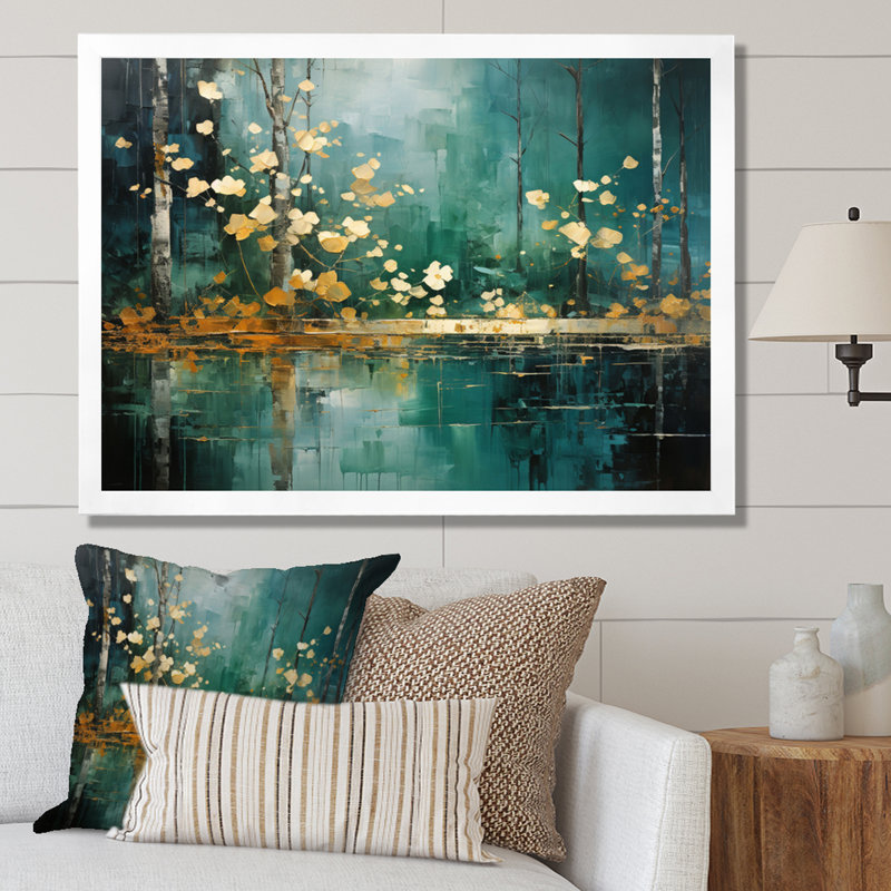 Toile Bold Forest Emerald II - impressions sur toile forêt, H 30 po x l 40 po x P 1,5 po, Cadre simple blanc