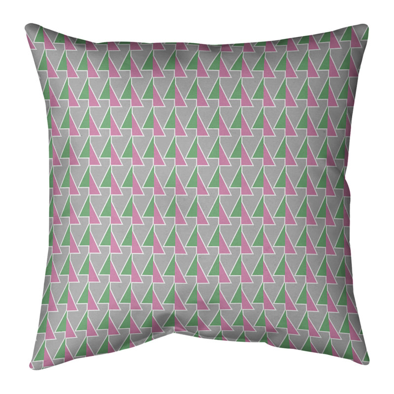 Flèches déplacées à l’intérieur et à l’extérieur Coussin décoratif, 20 po x 20 po, Vert pâle / rose, Protection UV