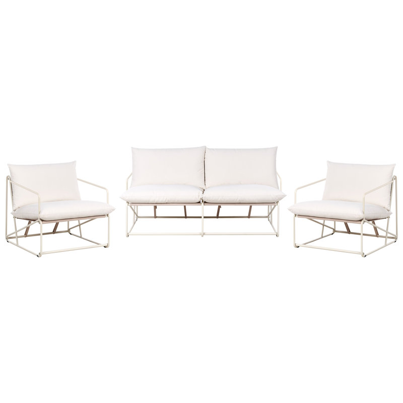 Garden Sofa Set 4 Seater Sundos Metal Taupe, Beige/Beige