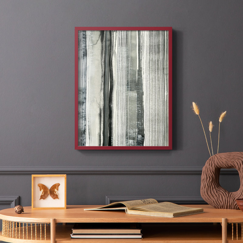 Impression encadrée «Differing Parallels II» - bois massif, H 10 po x l 8 po, Rouge