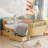 Twin Size Wood Platform Bed for Kids with Rails, Low Profile Twin Bed for Girls and Boys, Natural-1564590323-1564590322