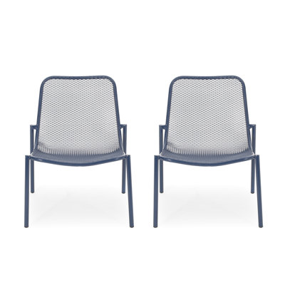 2 Stackable Chair , Matte Navy Blue Iron Artistry, Hand-Crafted Details Utilized, 26" X 22.11" 26", Seat 18" 19.5" 12.5 2 Group, Iron,