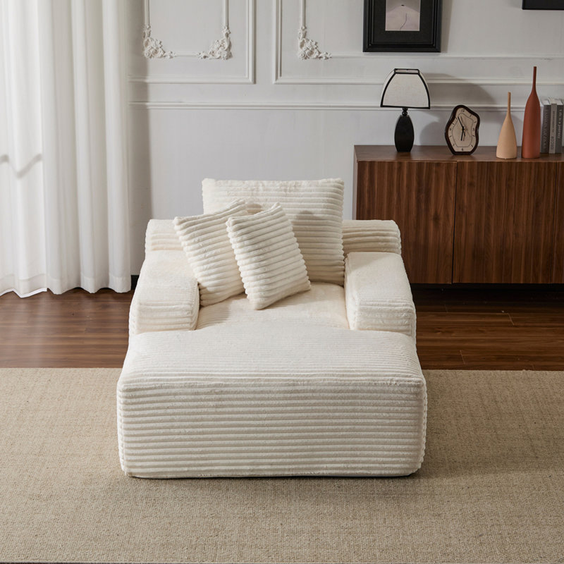 Oversized Chaise Lounge Chair Cozy Cloud Couch, White