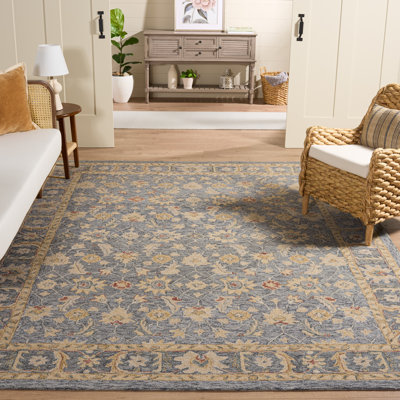 Tapis oriental gris / beige en laine / coton touffeté à la main Metro 383