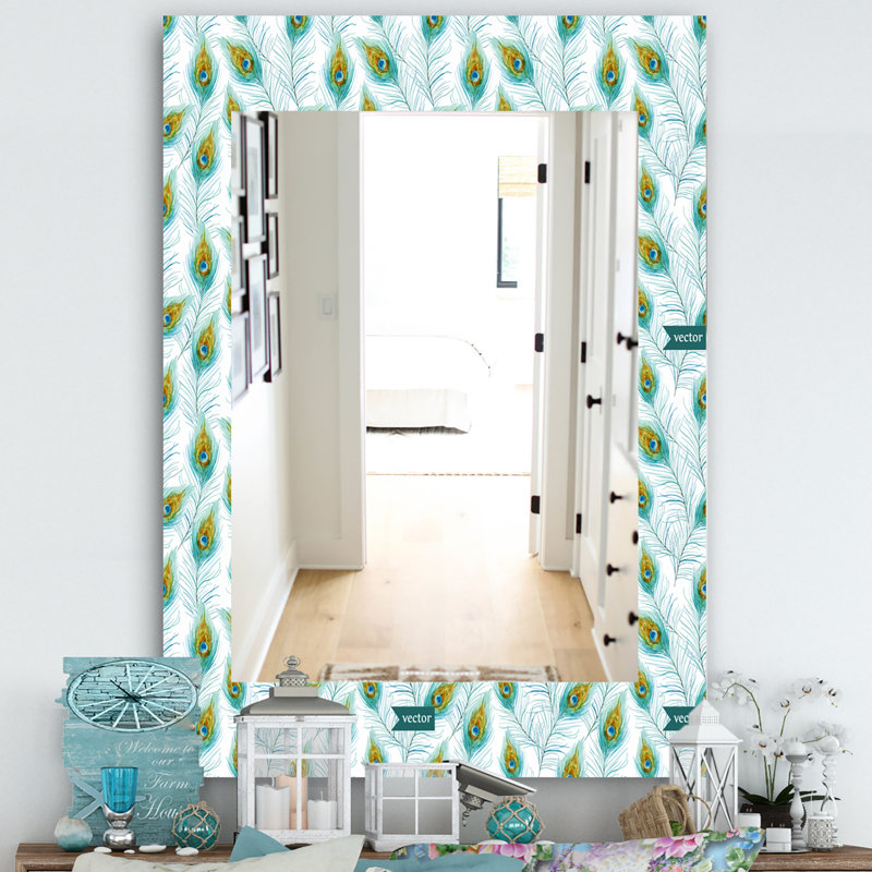 Miroir de salle de bain/meuble-lavabo moderne et contemporain Peacock Feather, H 24 po x l 32 po