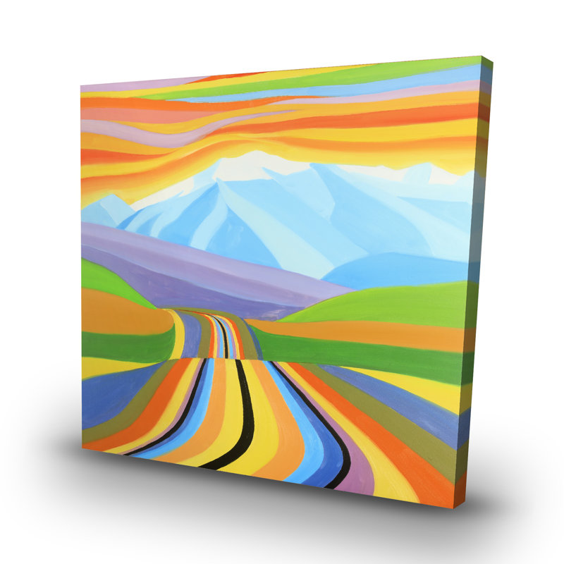 Mountain road multicolored - 32"x32" art on canvas
