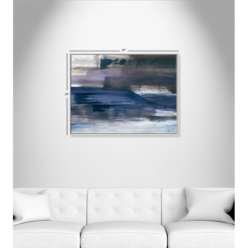 Accelerating Indigo - Floater Frame Print on Canvas, 76cm H x 102cm W x 5.1cm D, White Framed