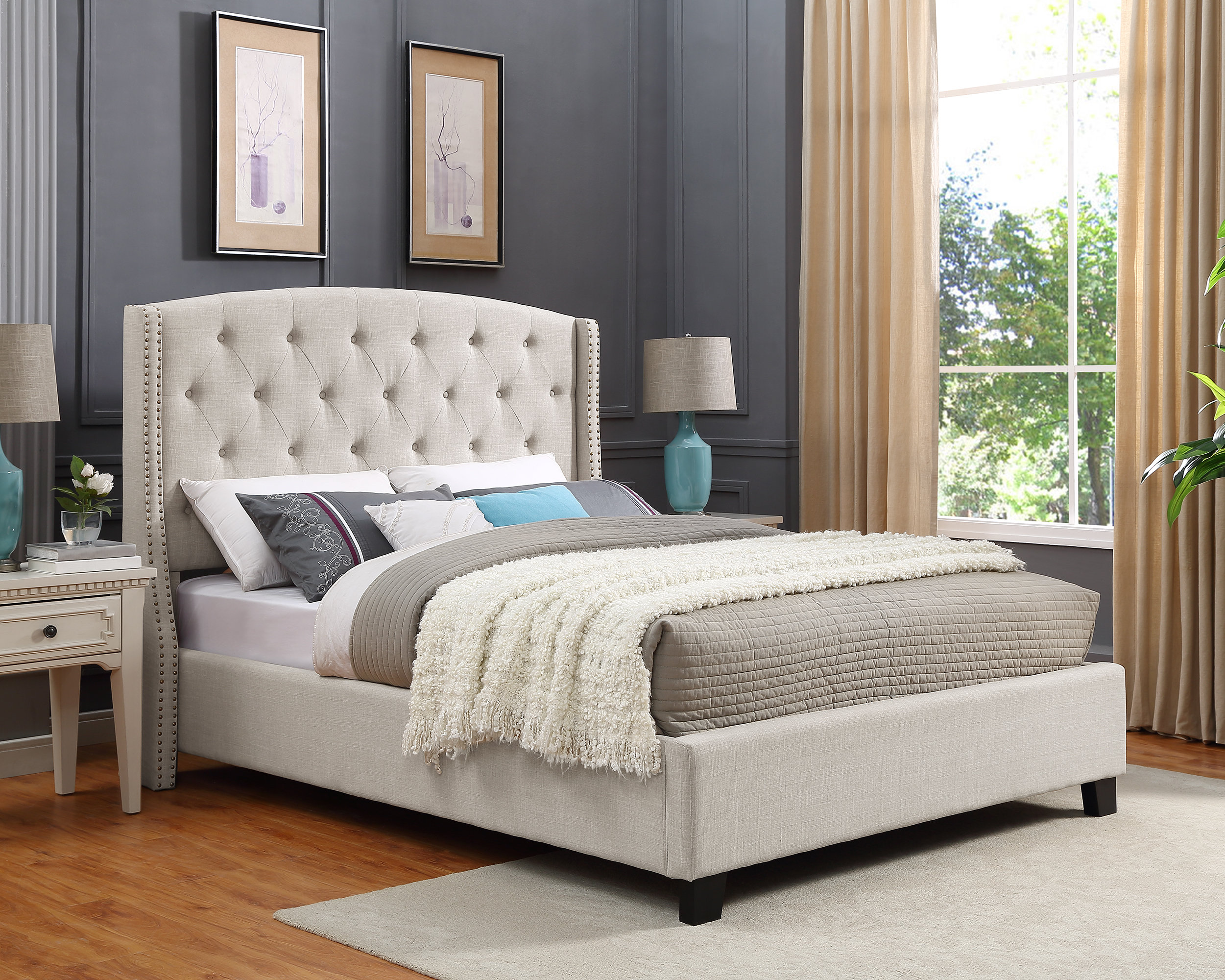 Lark Manor Dorthy Upholstered Wingback Bed & Reviews | Wayfair