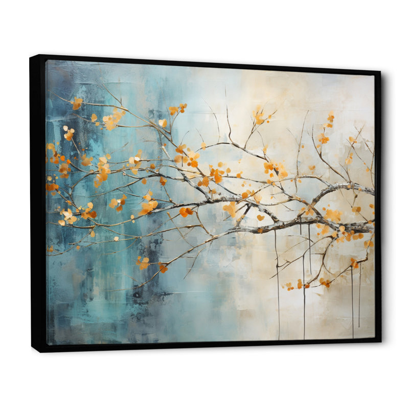 «Orange Teal», impression sur toile, H 24 po x l 32 po x P 1 po, Cadre flottant noir