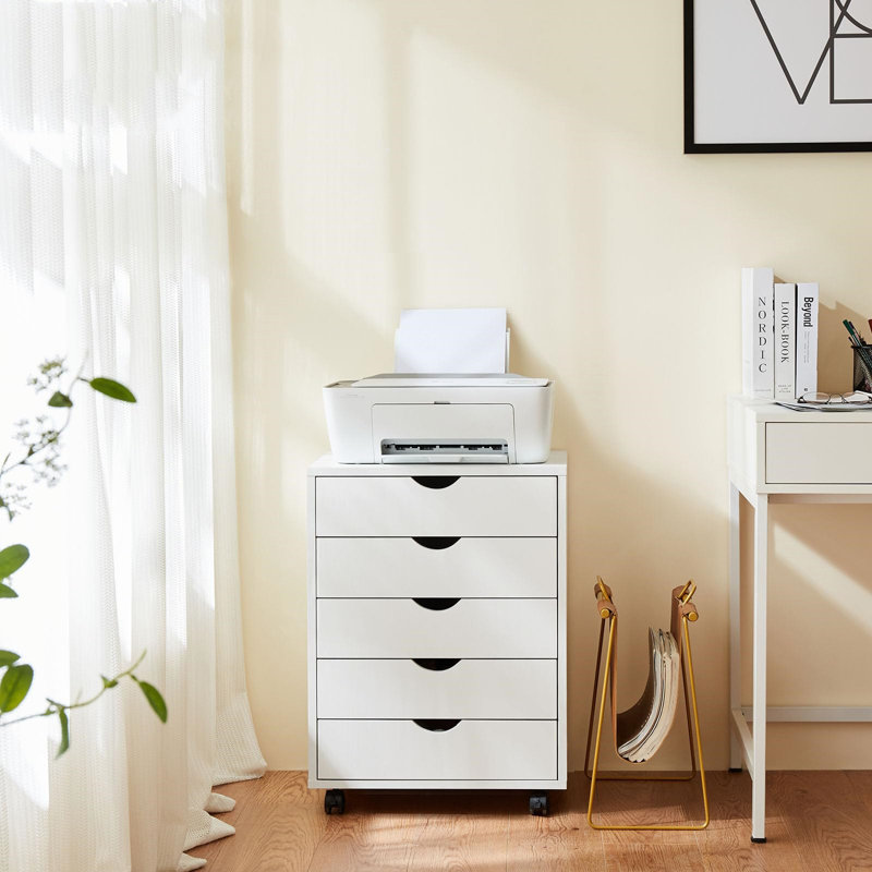 18'' Wide 5 -Drawer Mobile File Cabinet, White