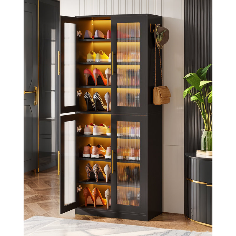 Kendricks 24 Pair Shoe Storage Cabinet, Black