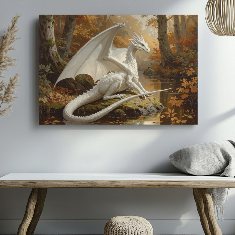 Toile Regal White Dragon, H 30 po x l 30 po