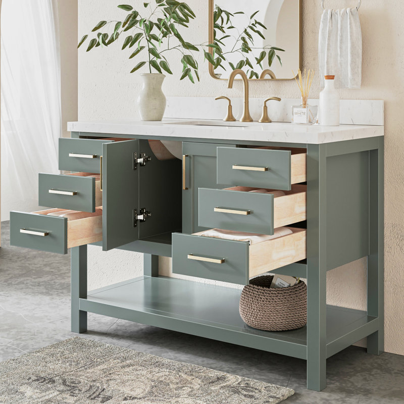 Base de meuble-lavabo simple 48 po Pawley, Vert rétro