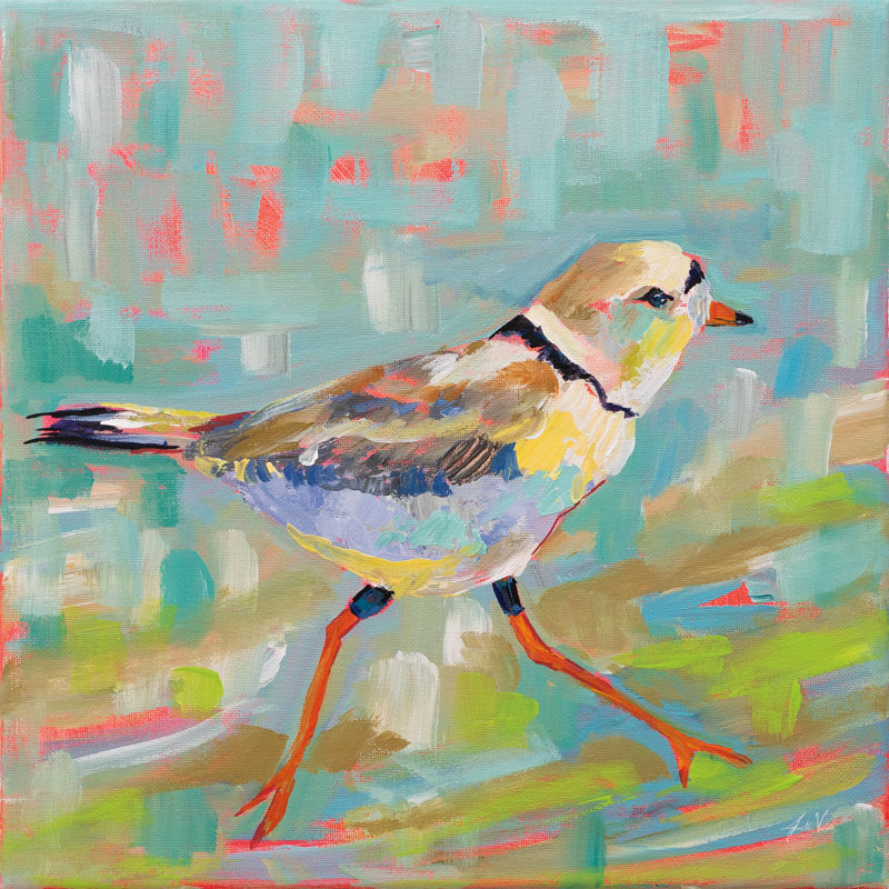 «Coastal Plover I» par Jeanette Vertentes - Peinture sur toile, H 36 po x l 36 po