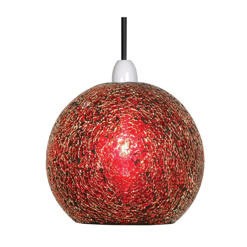 18cm H Glass Round Pendant Shade ( Screw On ), Red