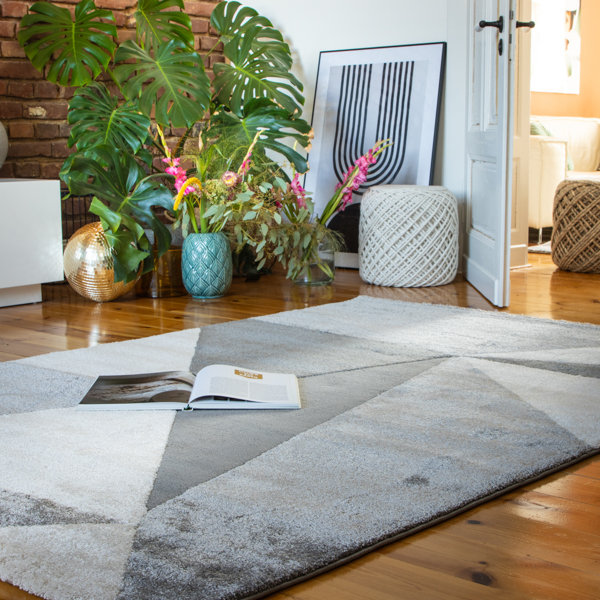 Canyon Geometric Area Rug, Rectangle 80 x 150cm, Grey/Brown/Blue