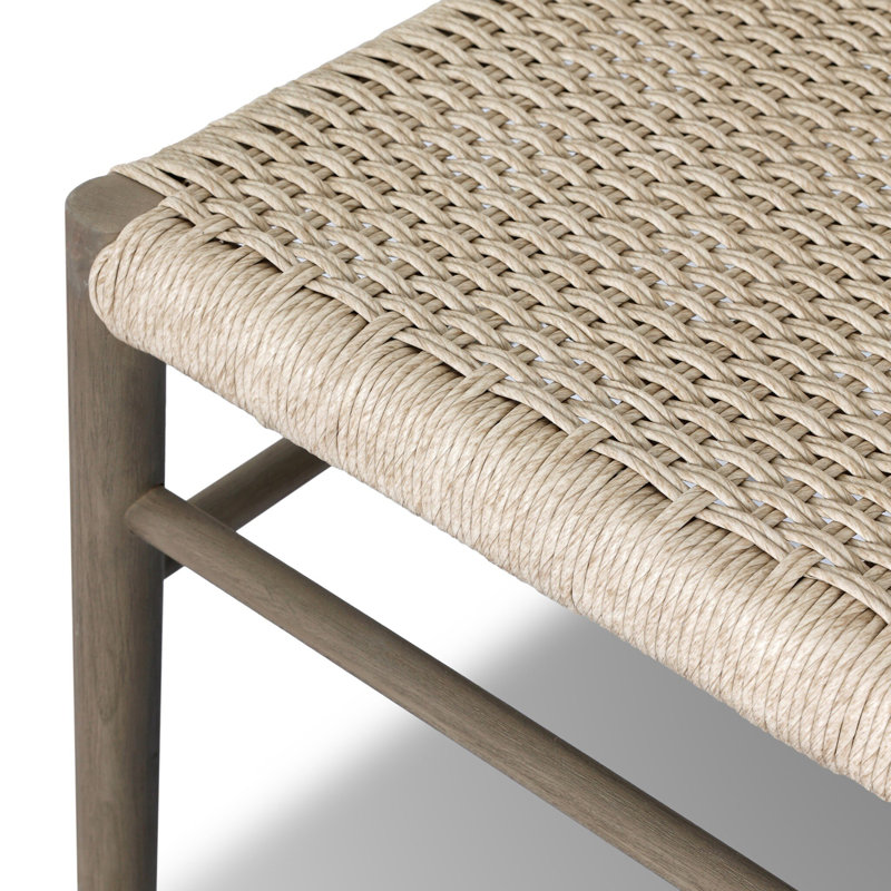 Outdoor Teak Dining Side Chair, Vintage White