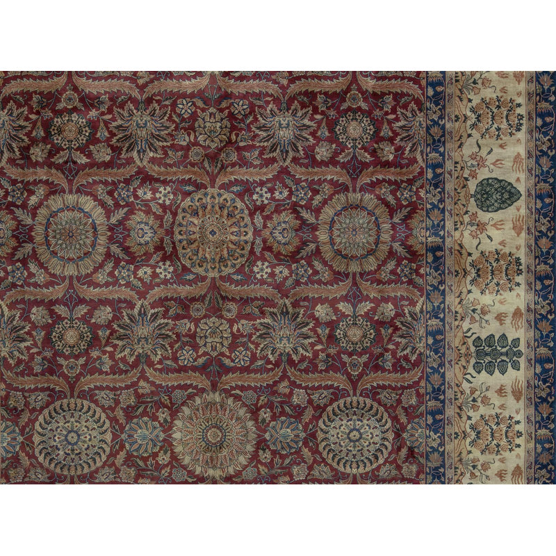 Tapis rouge et or de haute qualité noué à la main