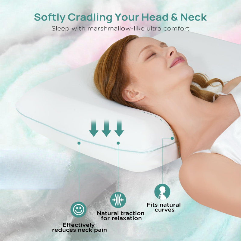 Soft Cooling White Memory Foam Ergonomic Pillow