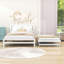 Lit plateforme double en bois avec lit gigogne simple réglable et tête de lit-995619894